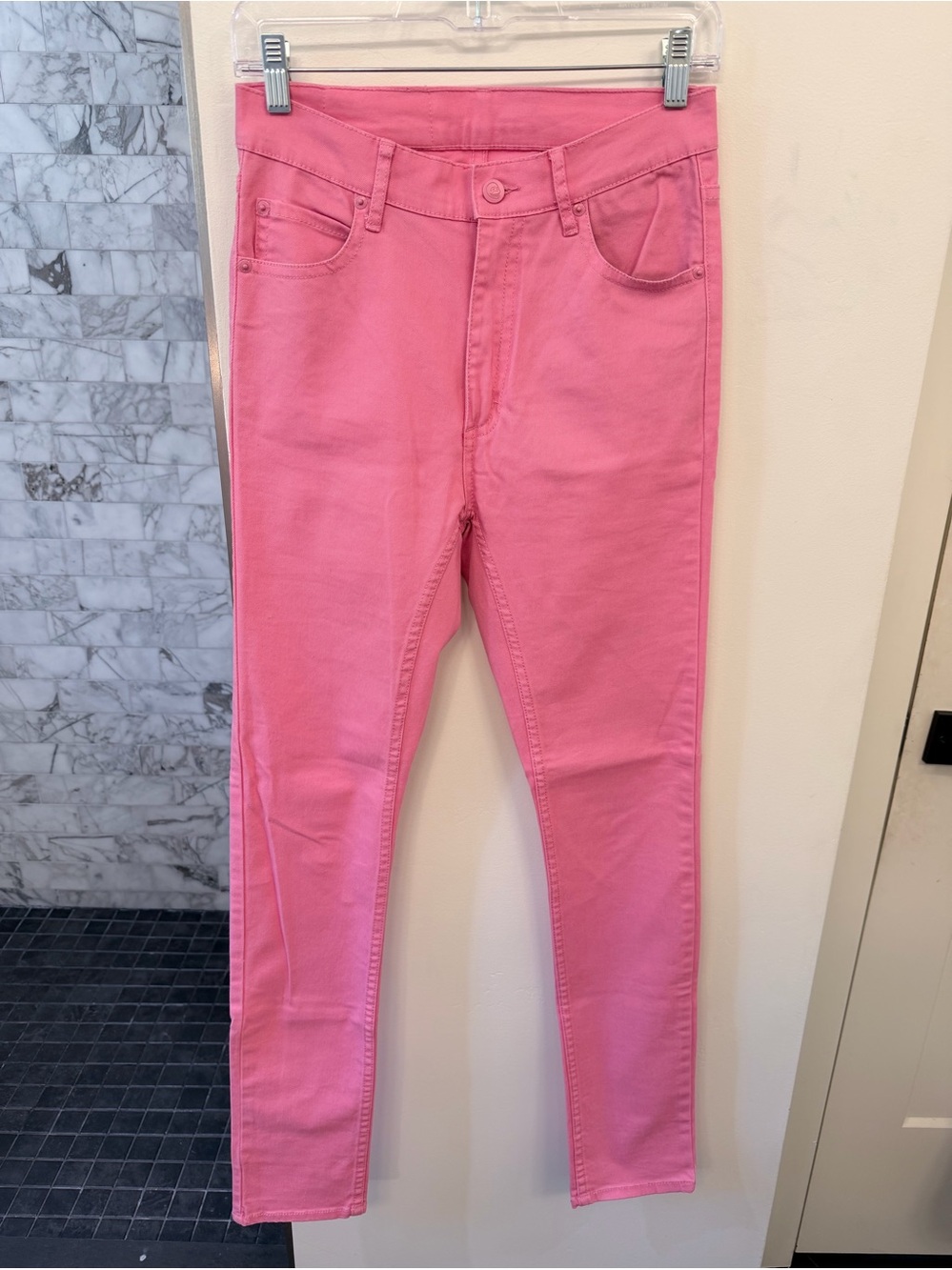 Cheap Monday Pink High-Rise, Long Skinny Jeans, Size 28/32, but run small!